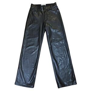 Abercrombie&Fitch 28/6 vegan Blk Leather 90s Straight Leg pants. Ultra High Rise